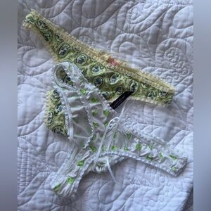 2 Victoria’s Secret Sexy Little Things silky lace thongs Size Small Y2K 2008